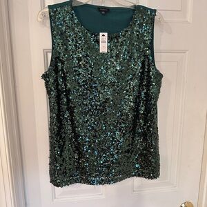 Talbots Emerald Sequin Sleeveless Blouse